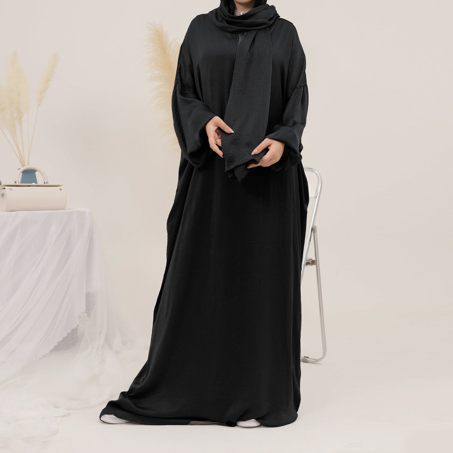 Women's Solid Color Modest Abaya Dress