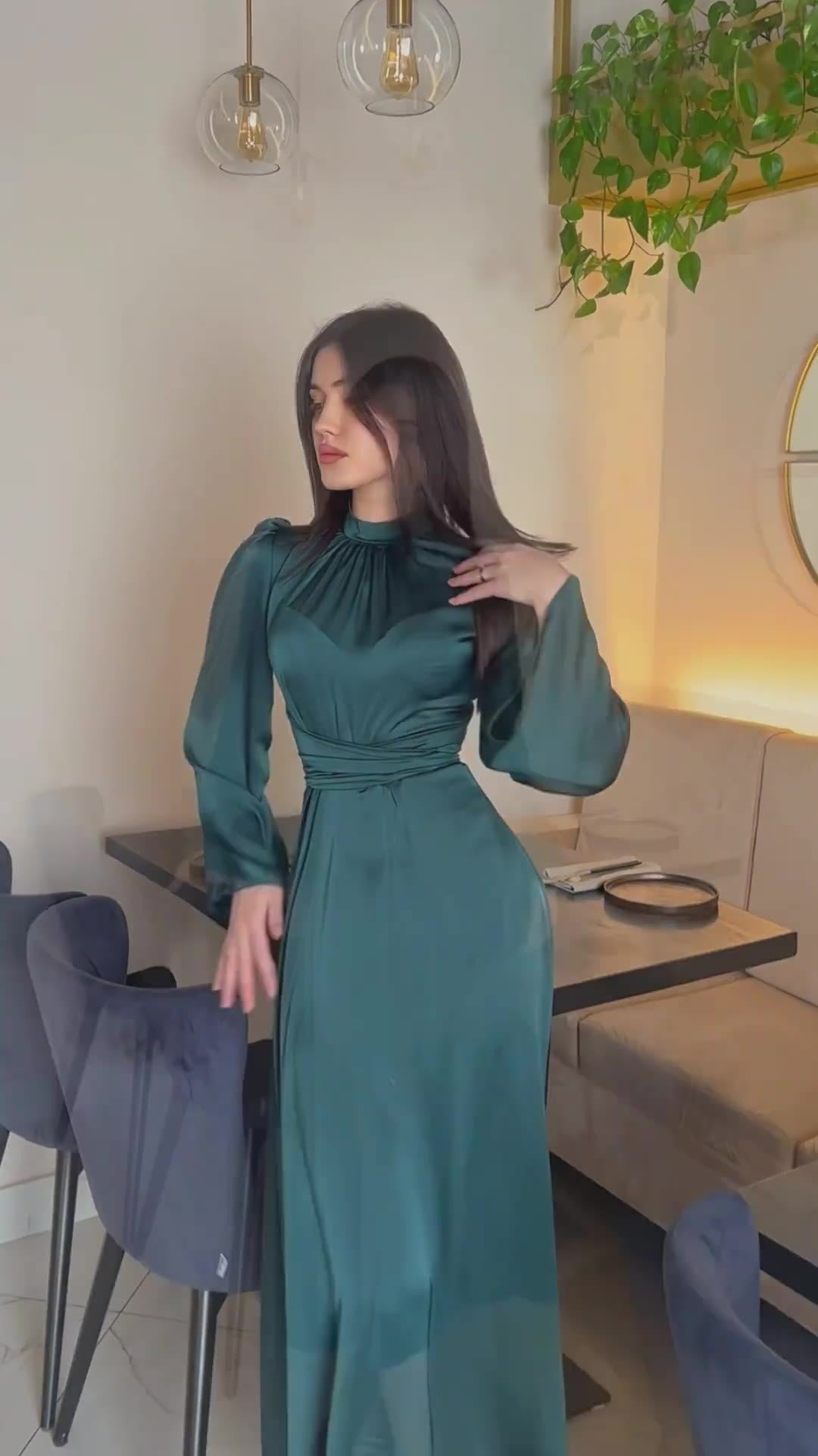 Solid Satin Waist Slimming Dress