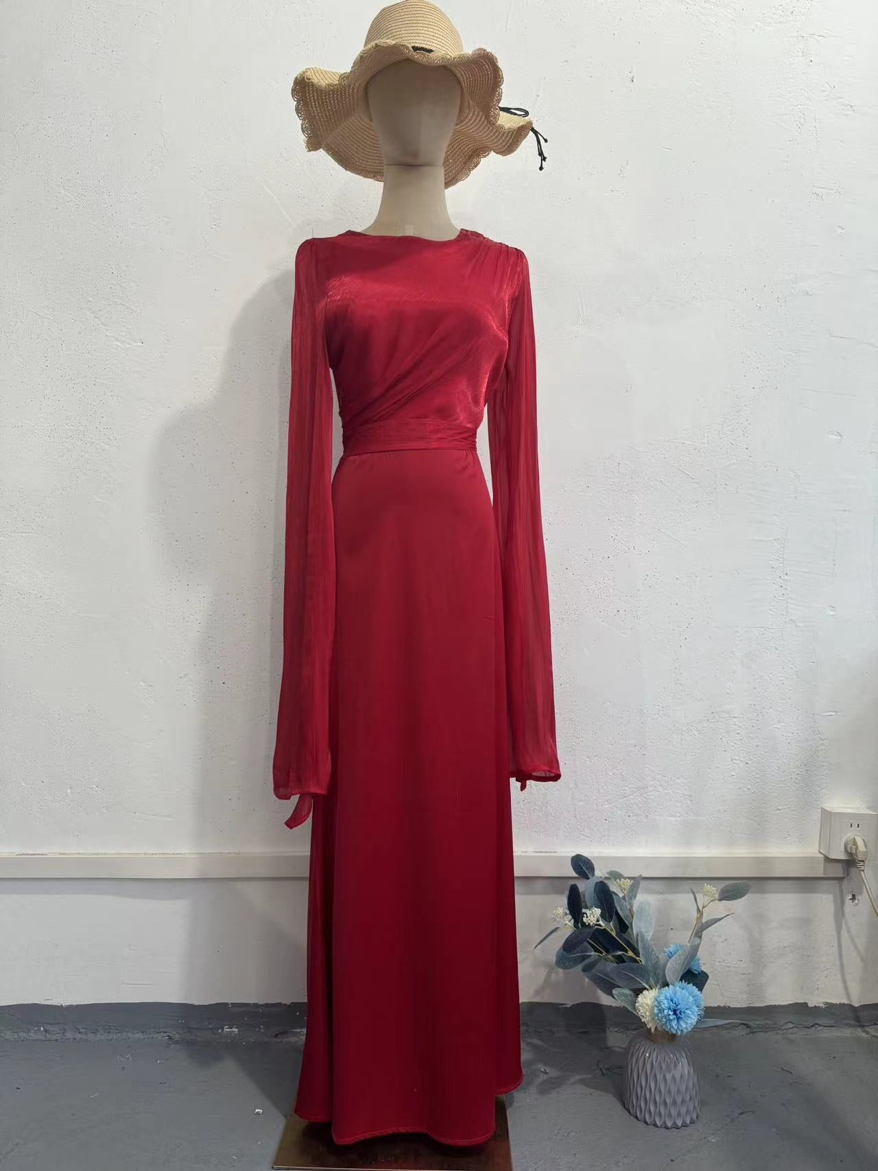 Women's Patchwork Satin Slim Dress