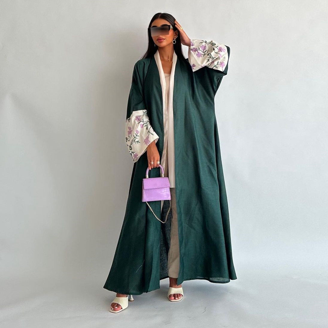 Fashionable Layered Open Front Abaya