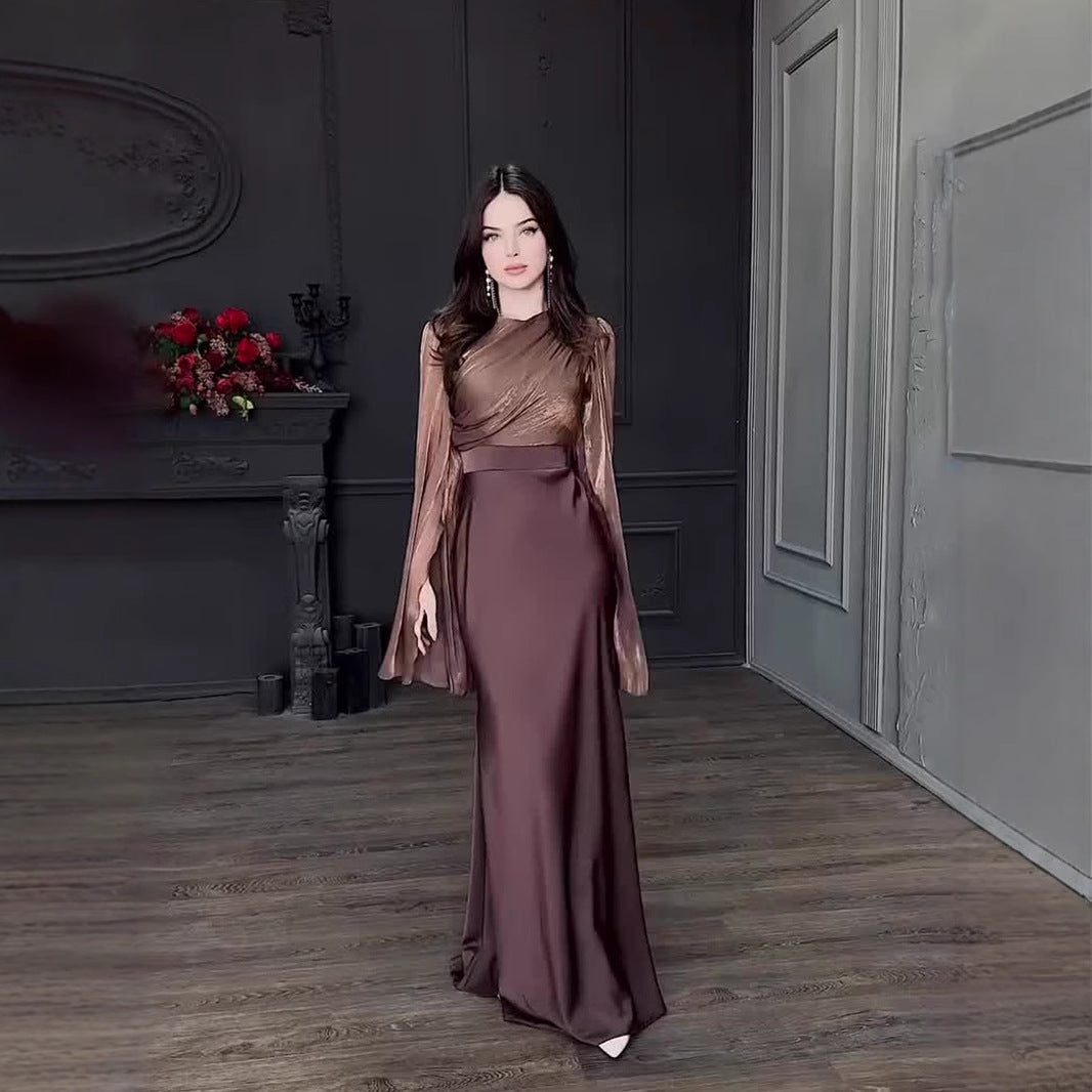Women's Patchwork Satin Slim Dress