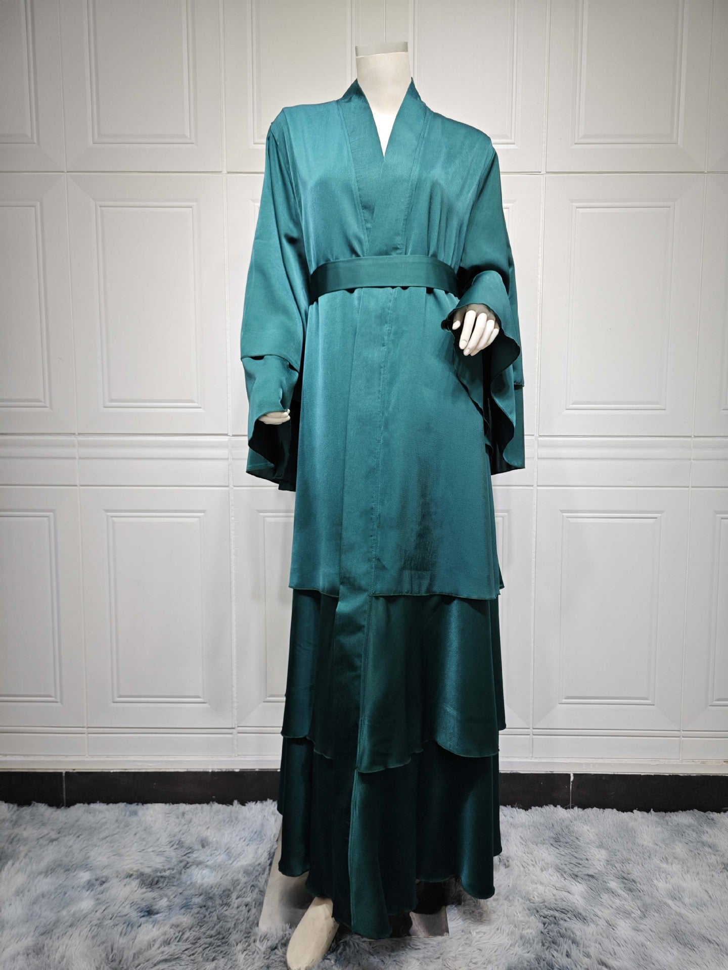 Elegant Emerald Green Open Abaya