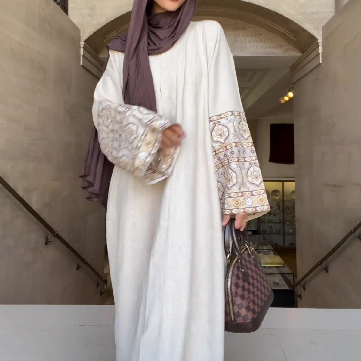Printed Puff Sleeve Loose Dress