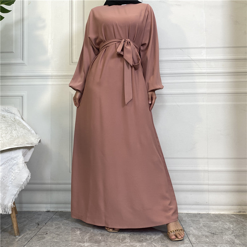 Modest Plain Pocket Casual Dress