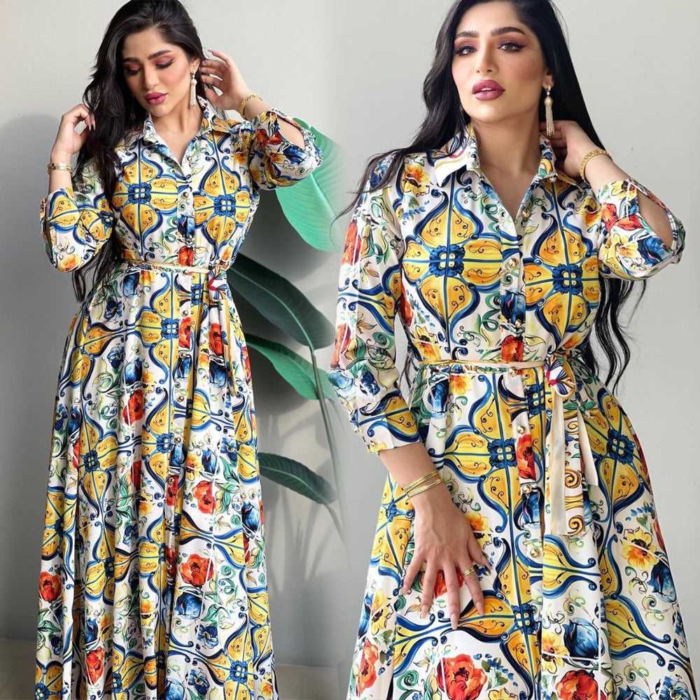 Elegant Floral Long Sleeve Maxi Dress