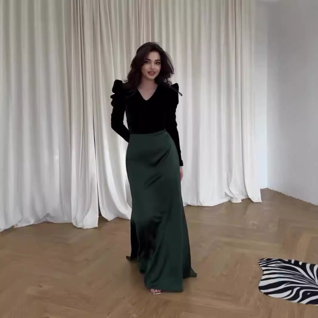Women's Waist-cinching Tie Maxi Dress