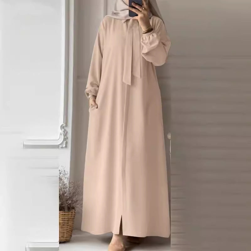 Women's Lapels Plain Loose Modest Robe