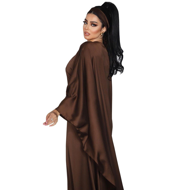 Elegant Muslim Women's Beautiful Coffee Abaya Dress