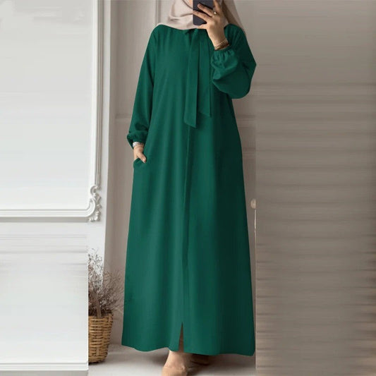 Women's Lapels Plain Loose Modest Robe