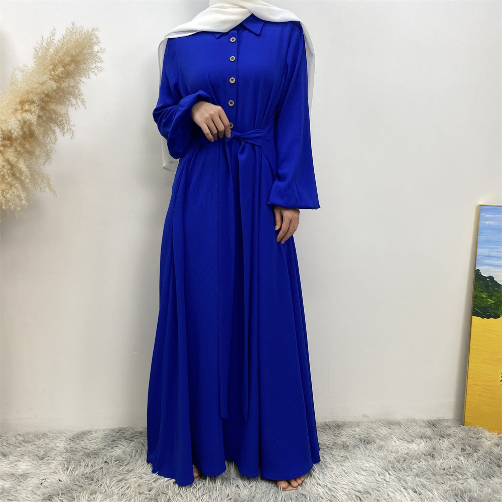 Loose Pocket Buttoned Plain Dress