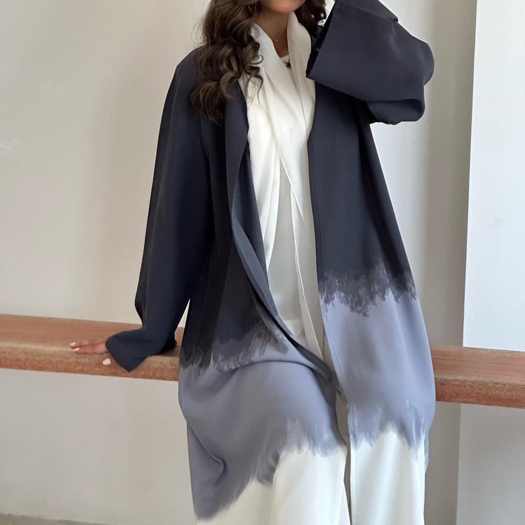 Luxury Satin Open Front Abaya