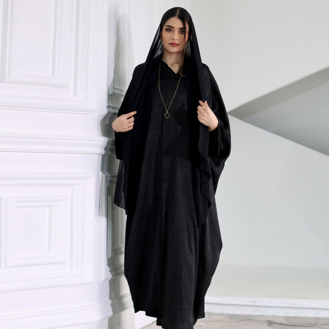 Glamorous Embellished Open Front Abaya