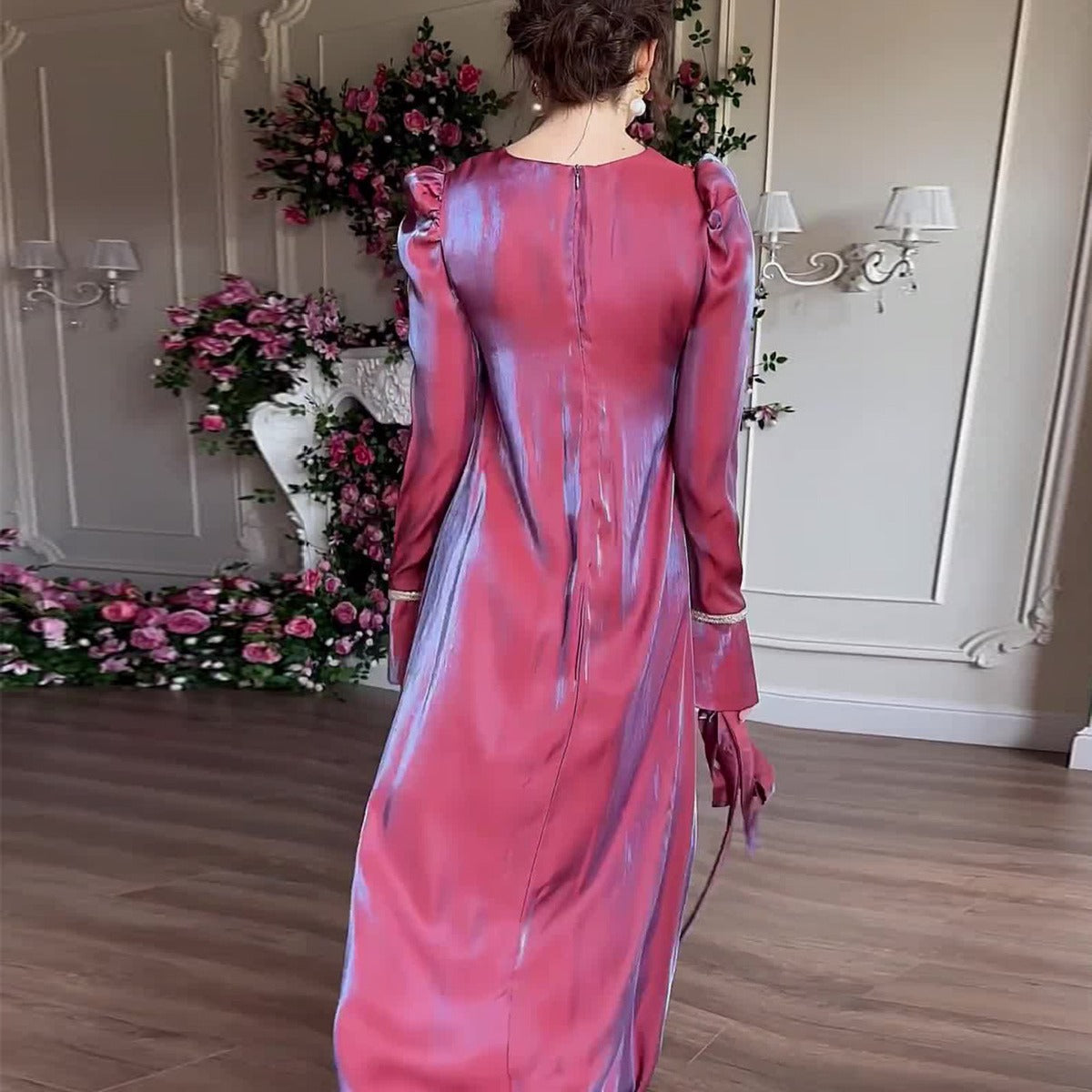 Women's Glitter Glazed Satin Elegant Dress