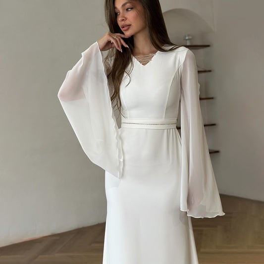 Women's V-neck Long-sleeved Dress