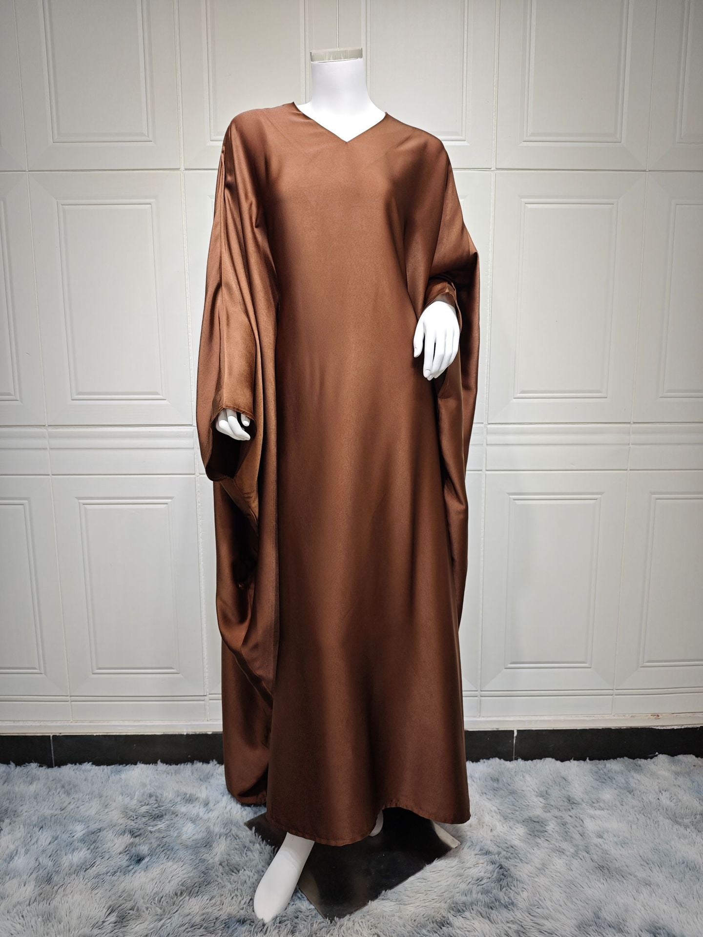 Elegant Muslim Women's Beautiful Coffee Abaya Dress