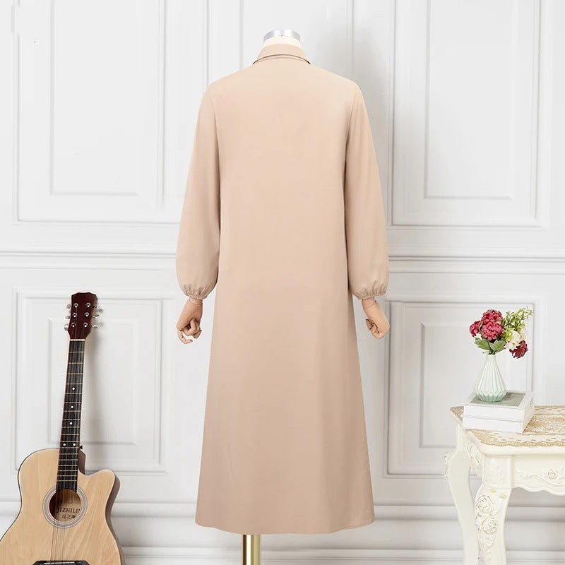 Women's Lapels Plain Loose Modest Robe