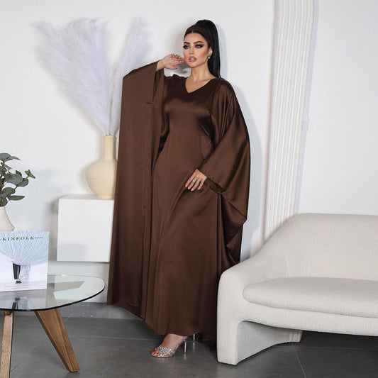 Elegant Muslim Women's Beautiful Coffee Abaya Dress