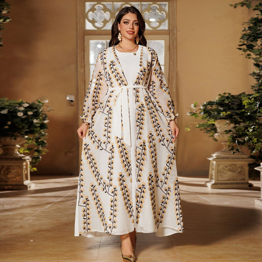 Elegant Long Sleeve Evening Dress - White