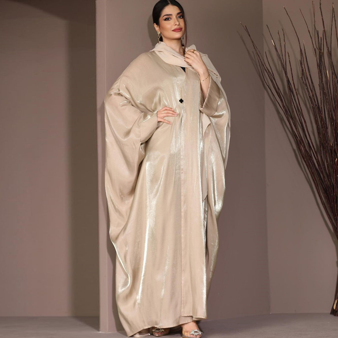 Glamorous Embellished Open Front Abaya