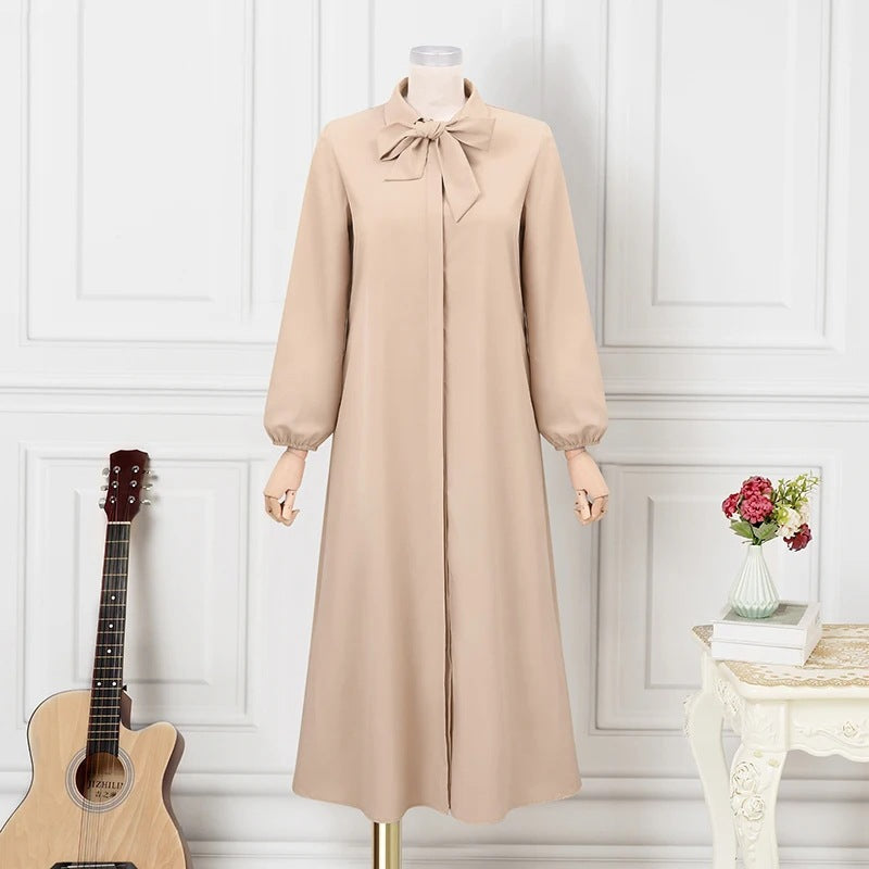 Women's Lapels Plain Loose Modest Robe