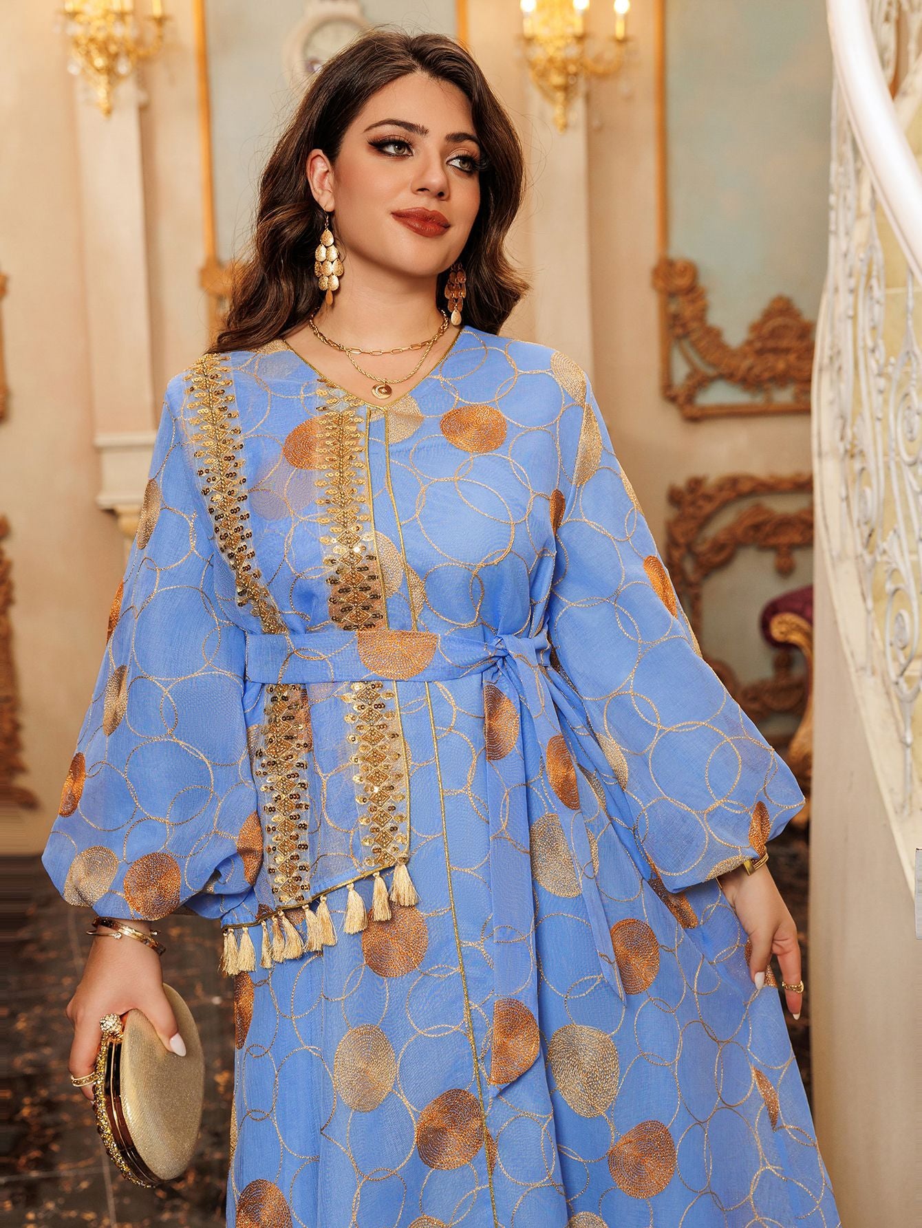 Stylish Blush Women's Evening Dress - Blue