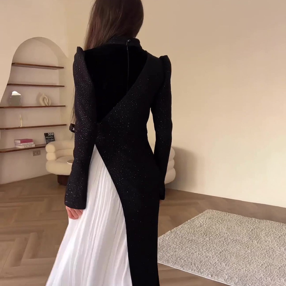Women's Long-sleeved Panels Fake Two-piece Dresses