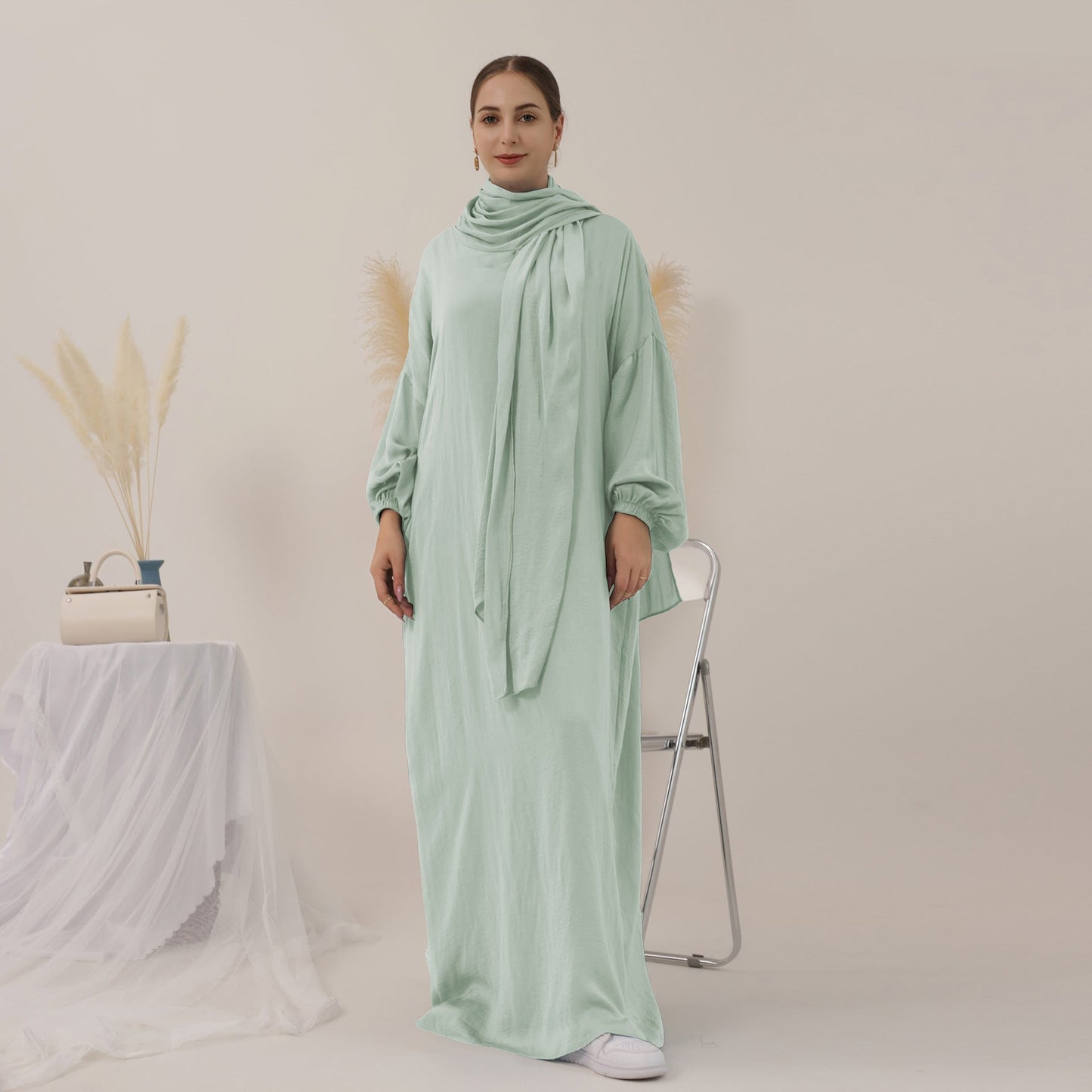 Women's Solid Color Modest Abaya Dress