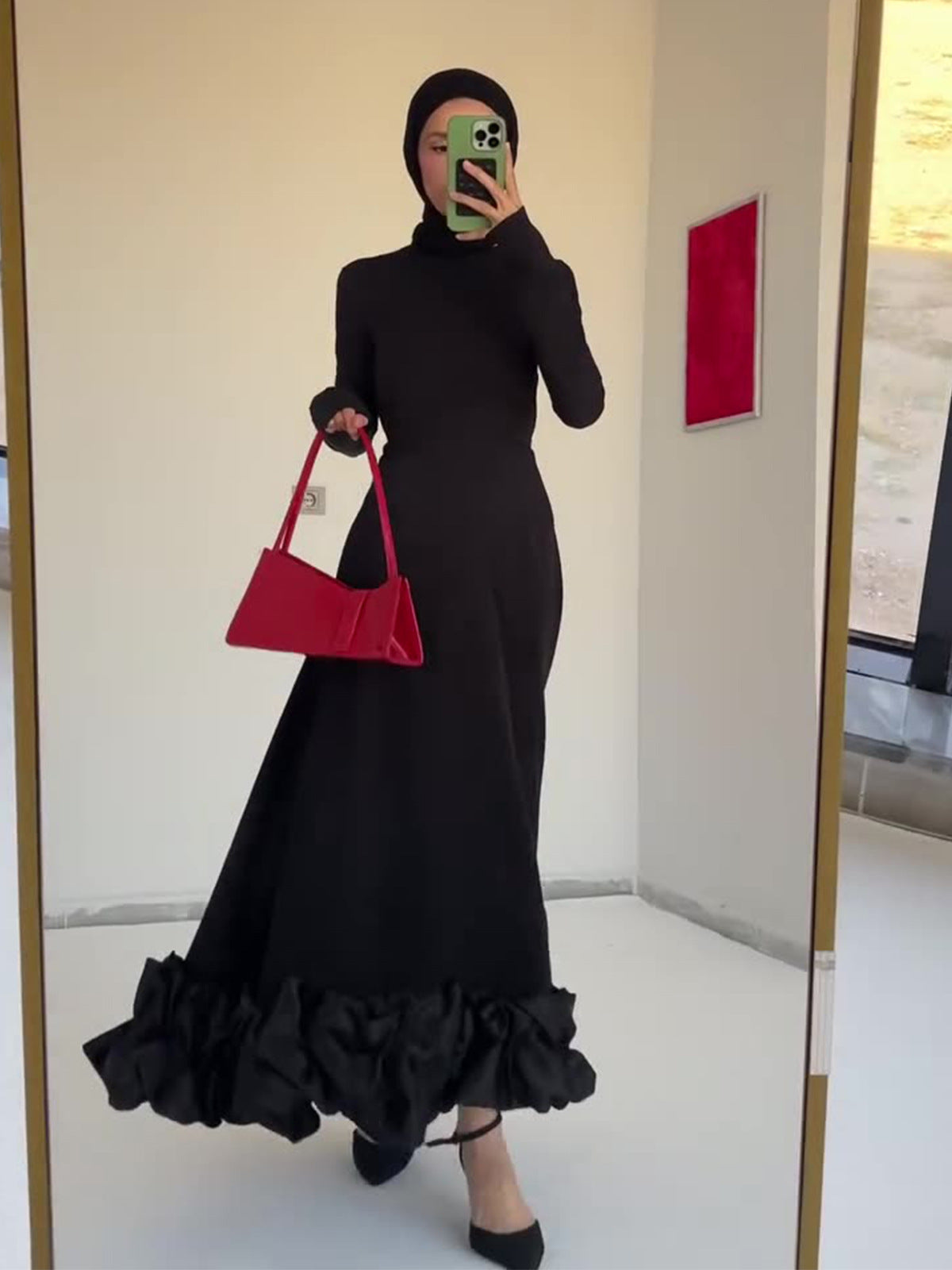 Ruffled Slim Fit Evening Dress Dress