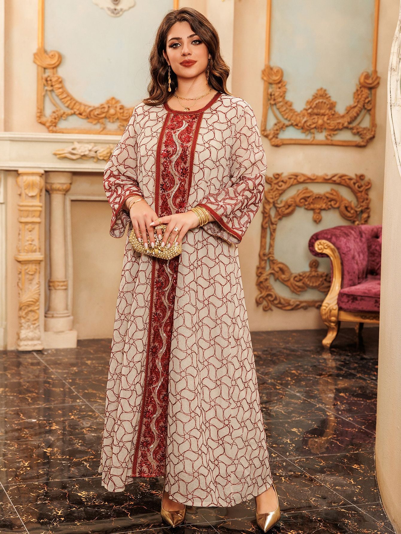 Beautiful Muslim Evening Party Dress - Red