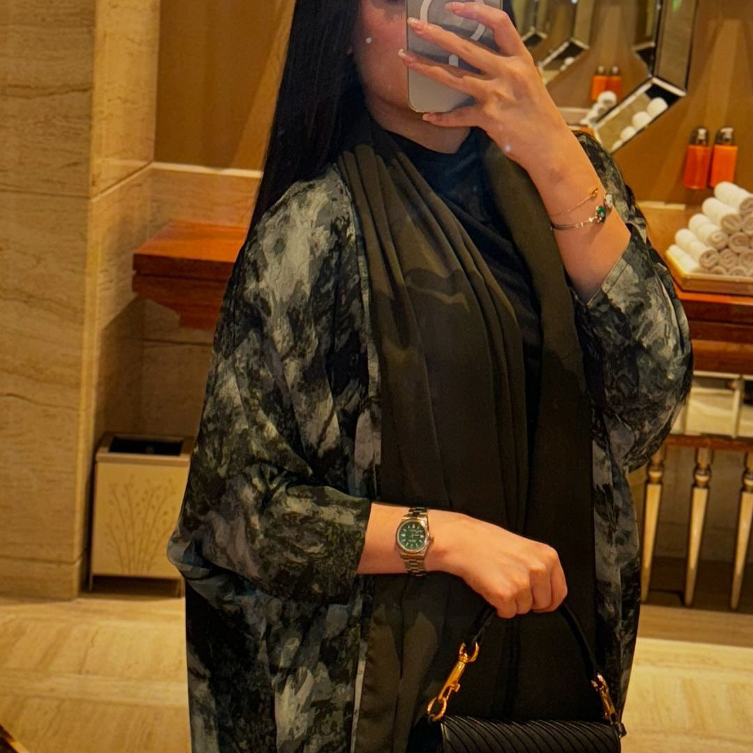 Fashionable Women's Open Front Abaya