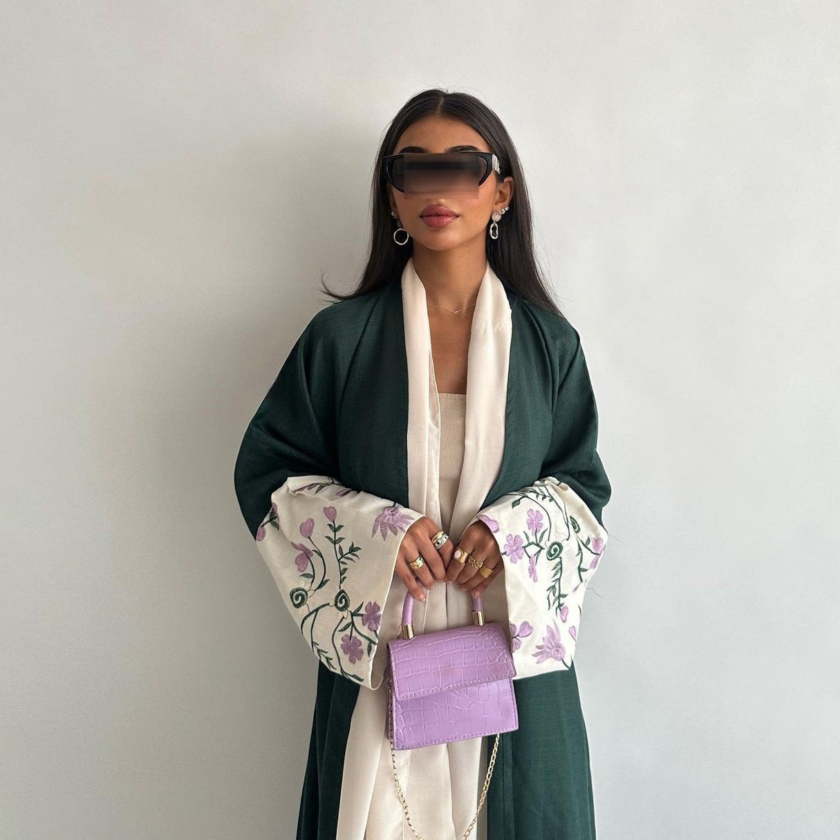 Fashionable Layered Open Front Abaya