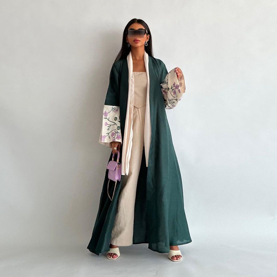 Fashionable Layered Open Front Abaya