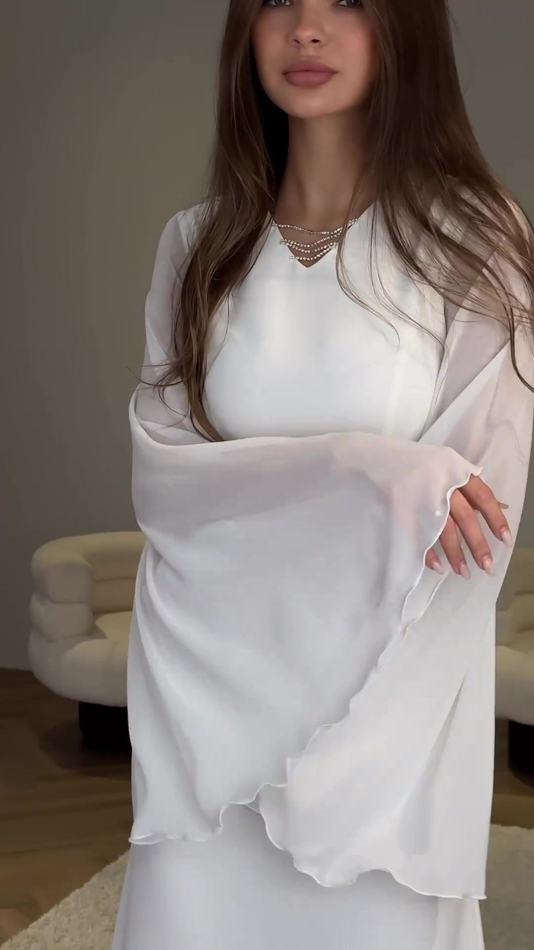 Women's V-neck Long-sleeved Dress