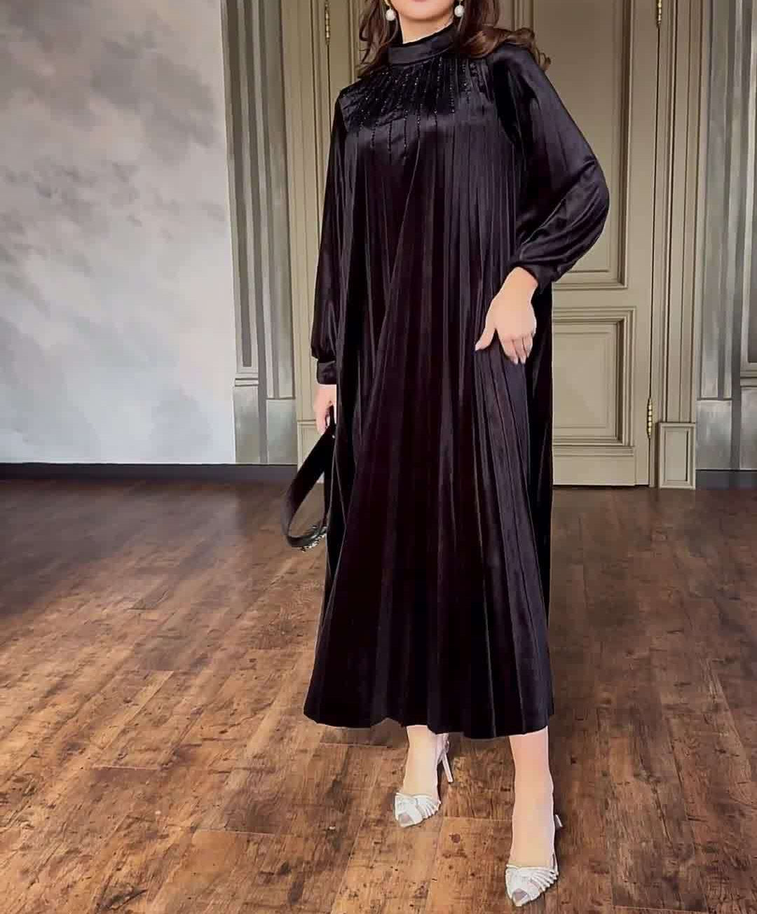 Belted Pleated Loose Temperament Dress