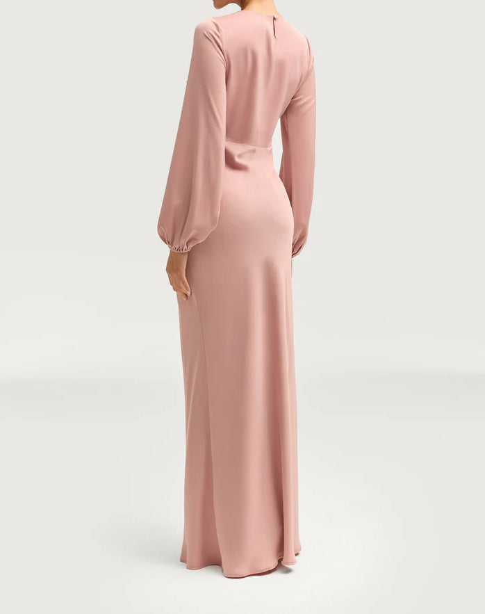 Sophia Heavy Satin Maxi Abaya Dress - Lovely Pink