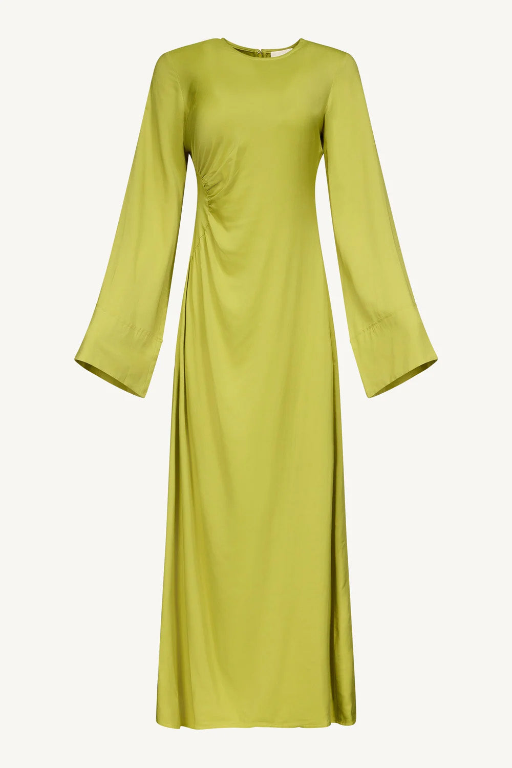Asymmetric Pleated Floor-length Dress- Pear