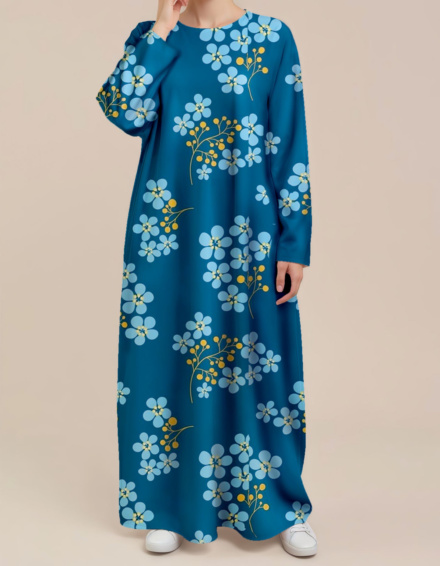 Plus Size Floral Nursing Kaftan in Twilight Meadow