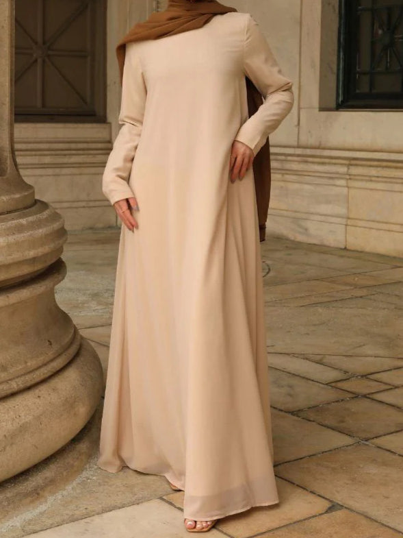 Maryam Classic Chiffon Dress - Beige