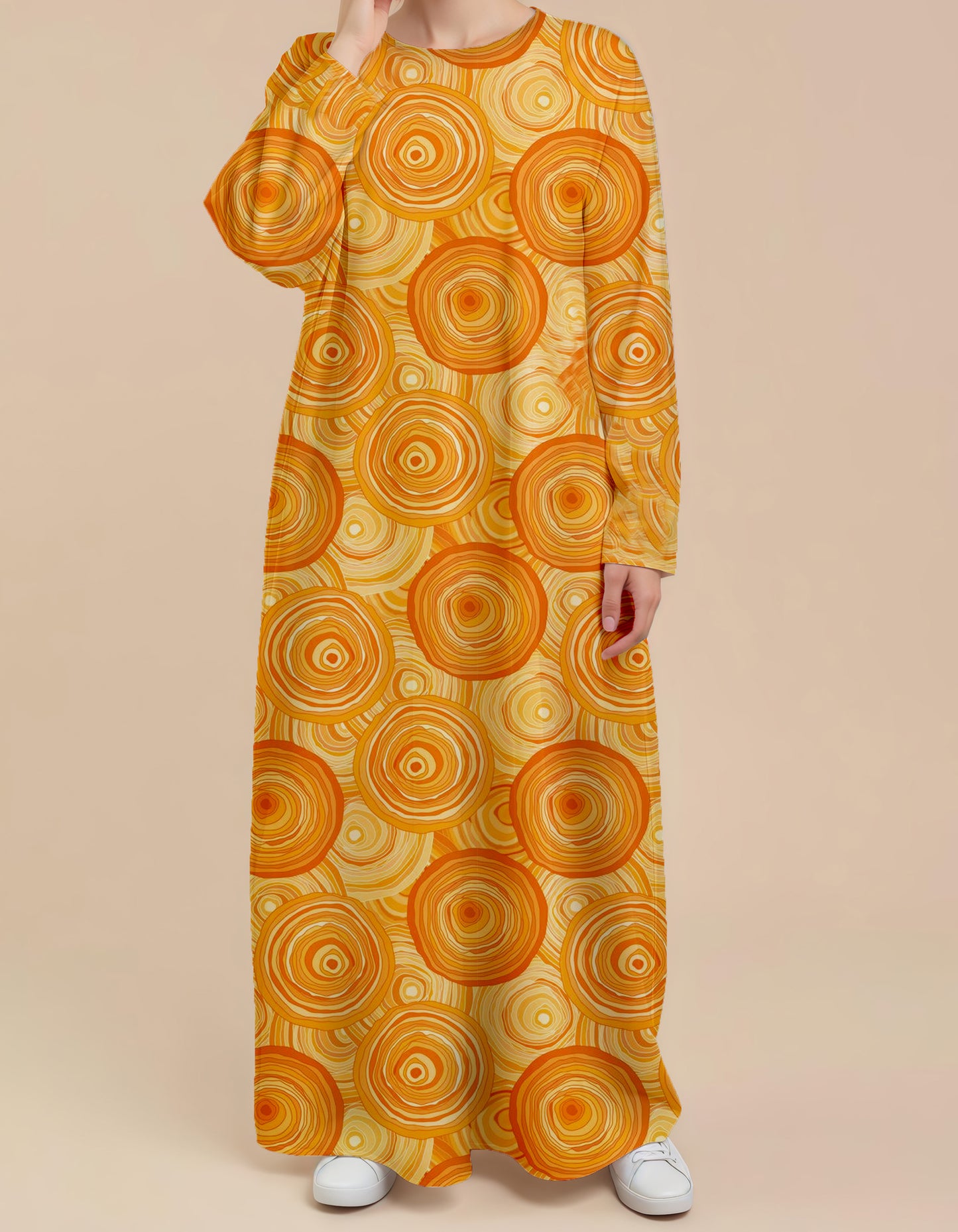 Plus Size Floral Nursing Kaftan in Orange Vortex