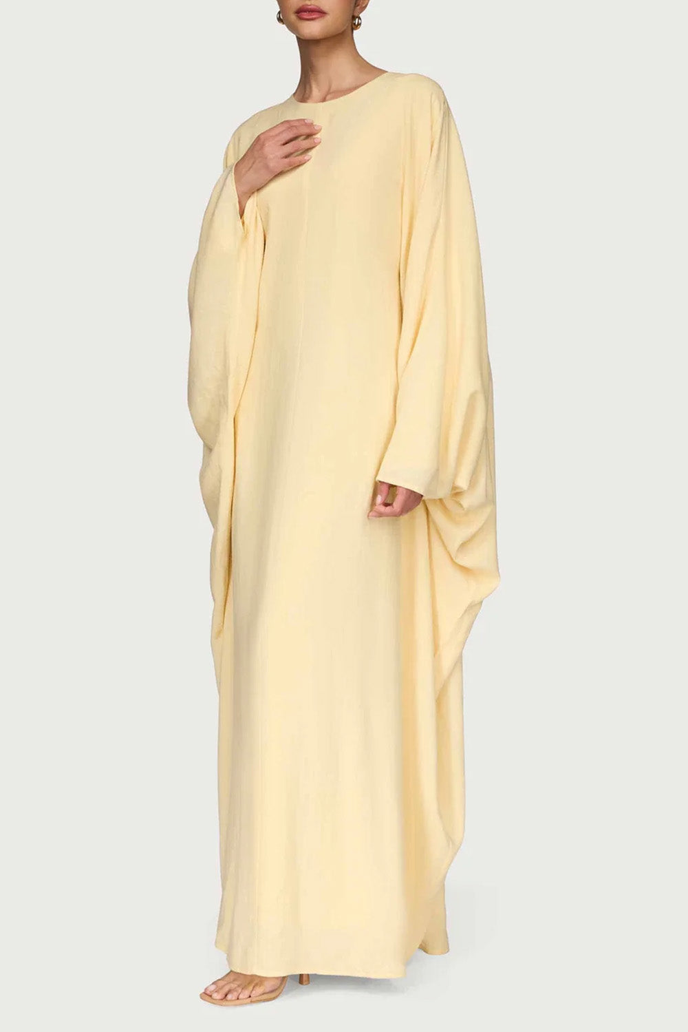 Ladies' Comfortable and Stylish Round-neck Dress-Yellow
