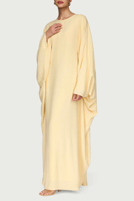 Ladies' Comfortable and Stylish Round-neck Dress-Yellow