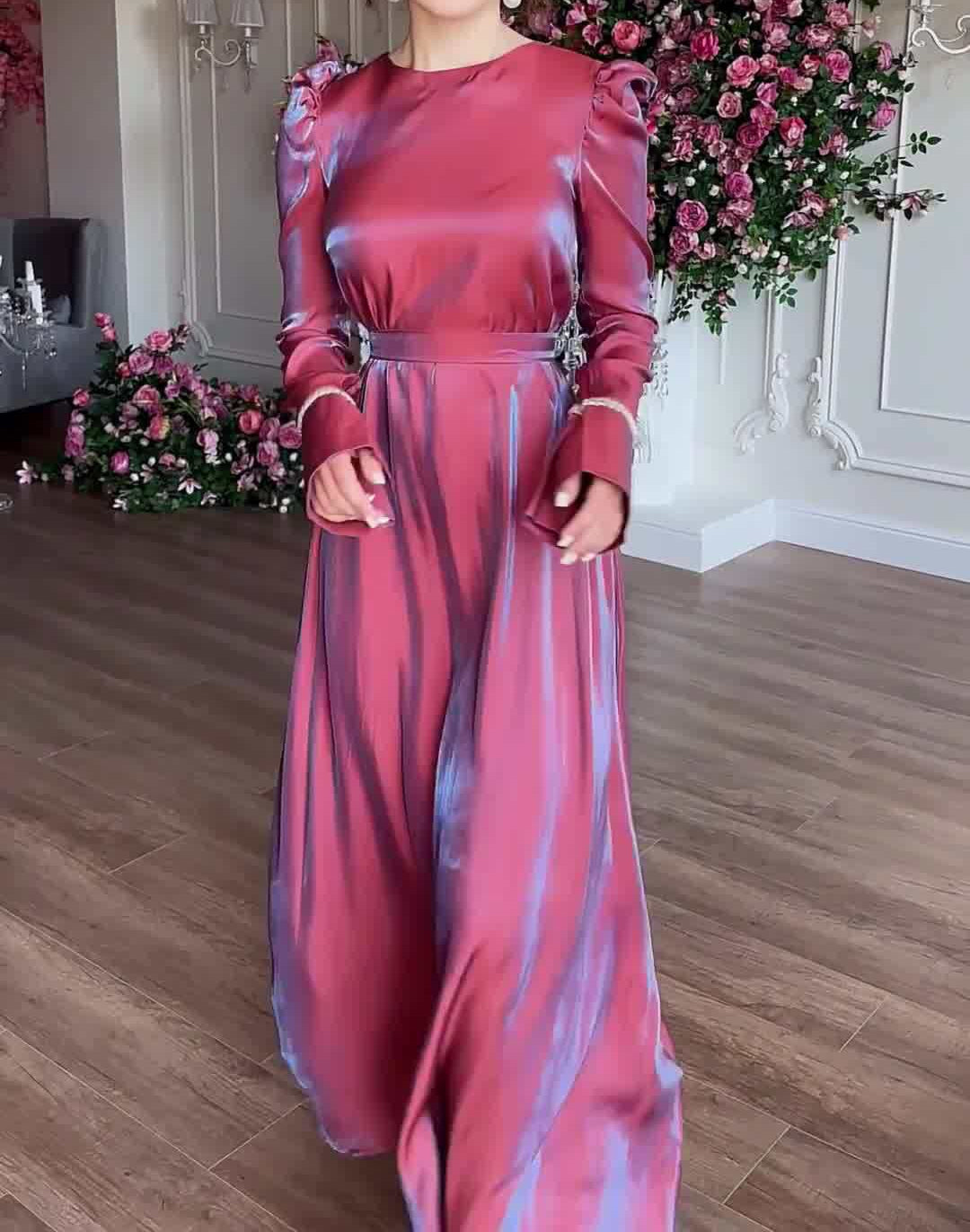 Women's Glitter Glazed Satin Elegant Dress
