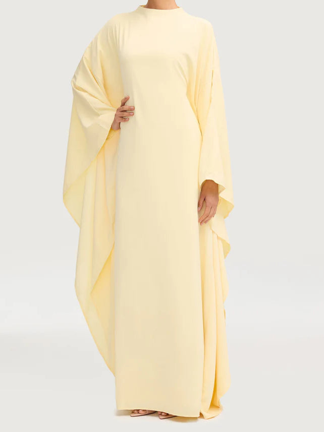 Salma Wings Inner Tie Abaya Dress - Yellow