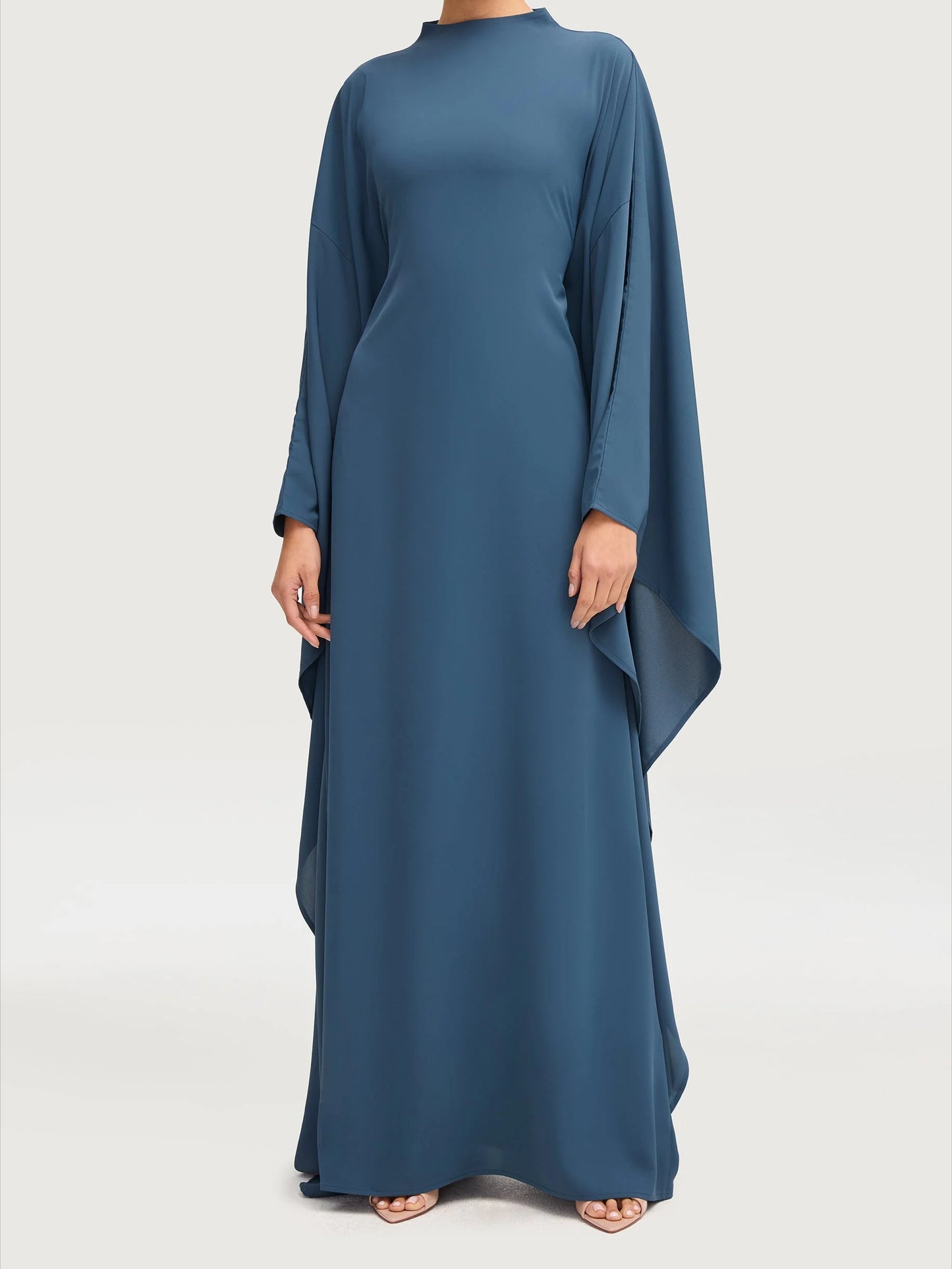 Salma Wings Inner Tie Abaya Dress - Navy Blue