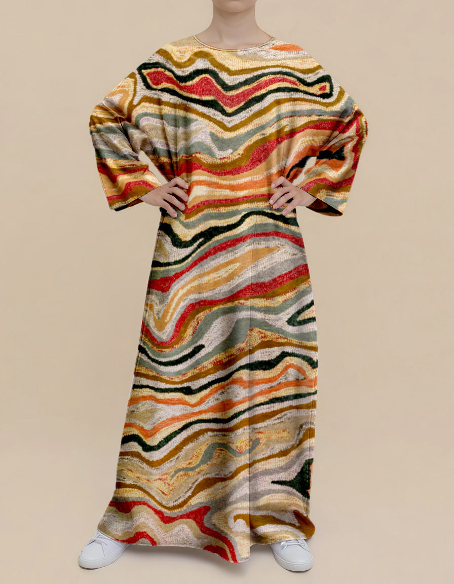 Plus Size Floral Nursing Kaftan in Earth Strata