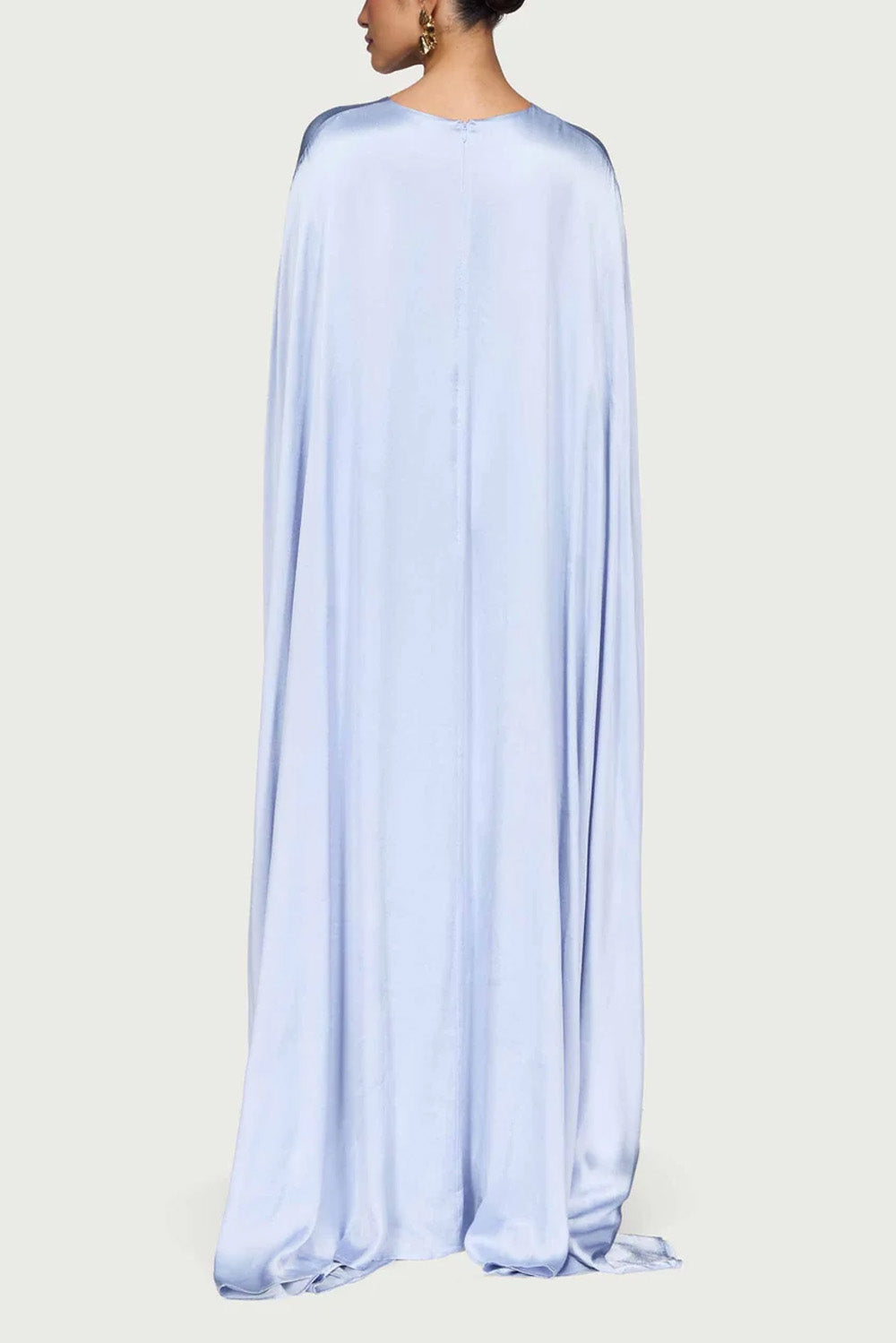 Satin Butterfly Maxi Dress-Pastel Blue