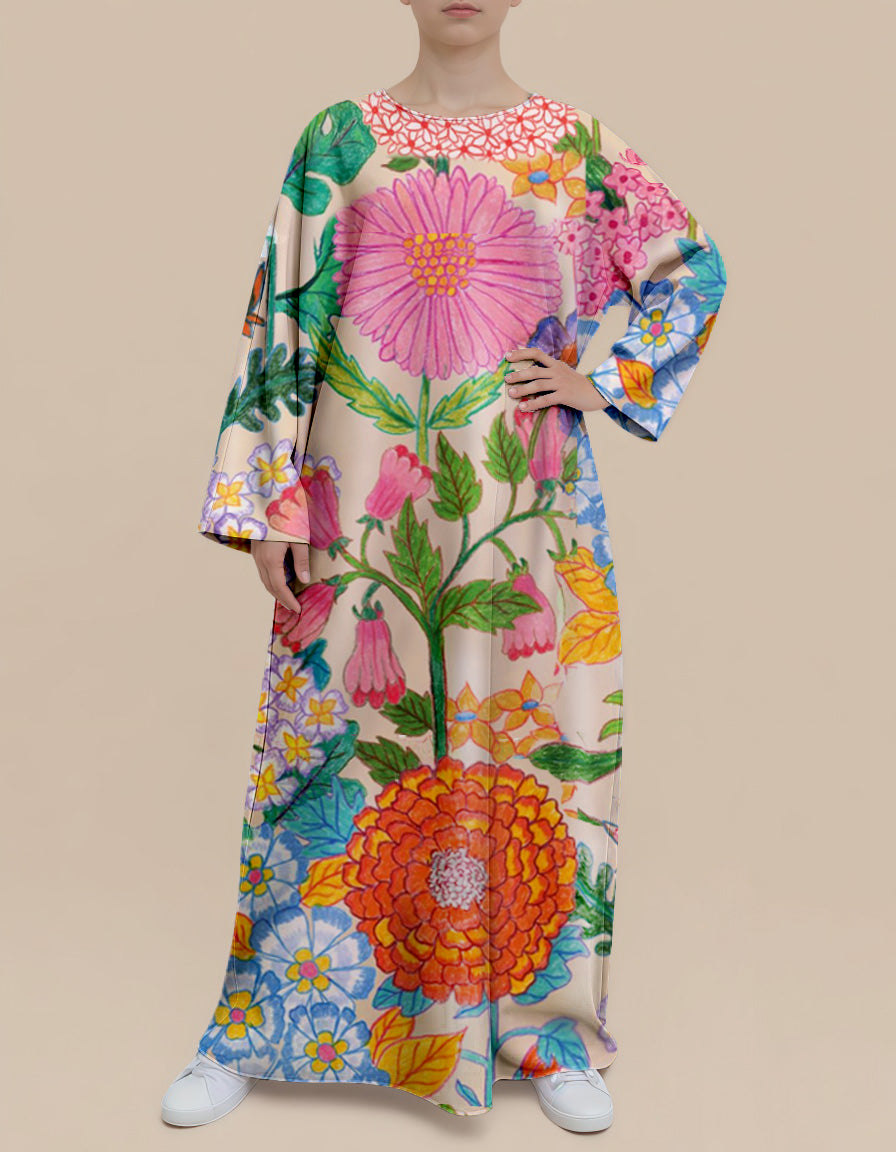 Plus Size Floral Nursing Kaftan in Gerbera