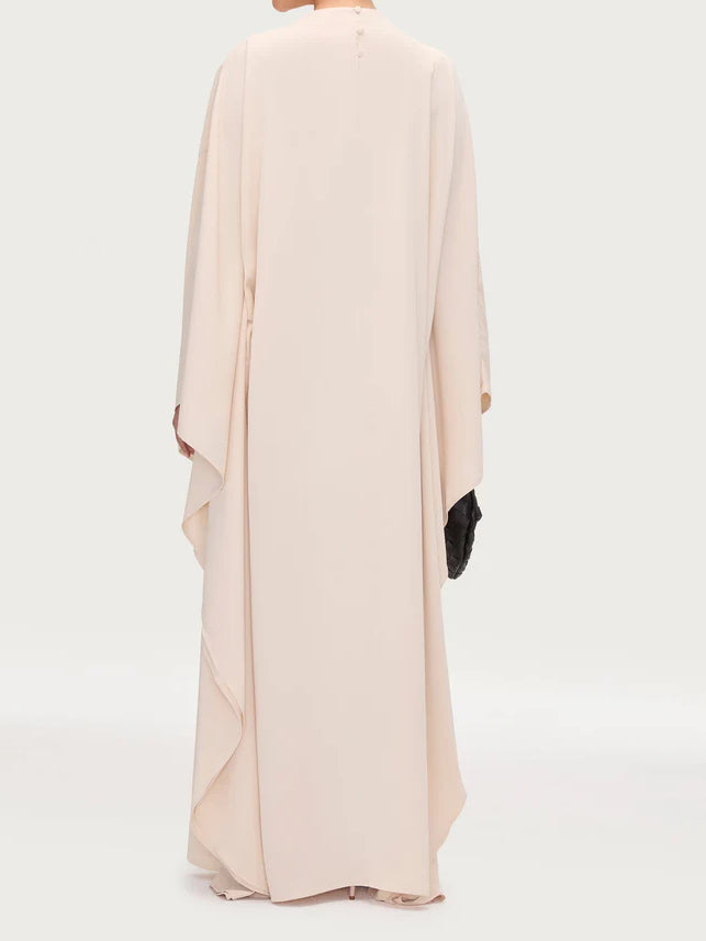 Salma Wings Inner Tie Abaya Dress - Beige