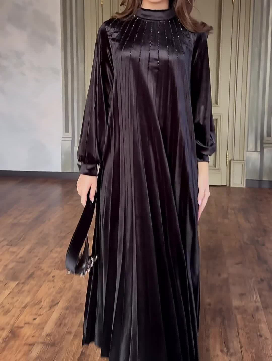 Belted Pleated Loose Temperament Dress