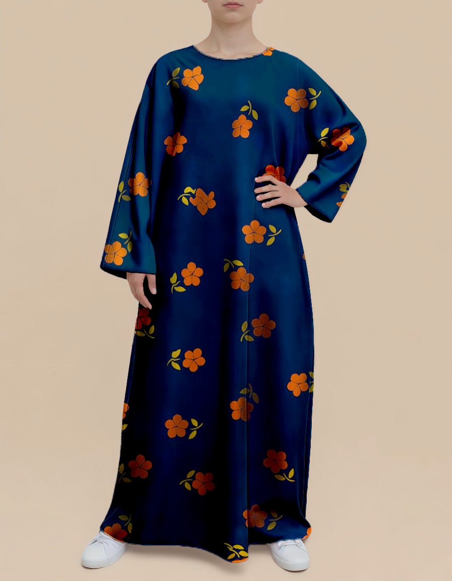 Plus Size Floral Nursing Kaftan in Orange Flower